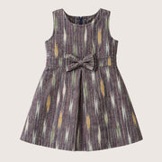 Stone Gray Ikkat Frock with Box Cut Design
