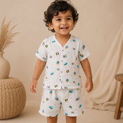 Muslin Half Sleeve Set with Shorts