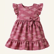 Salmon Pink Ikkat Frock with Big Bow